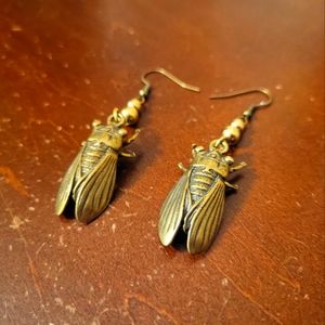 The Conjuring Cicada Brass Earrings